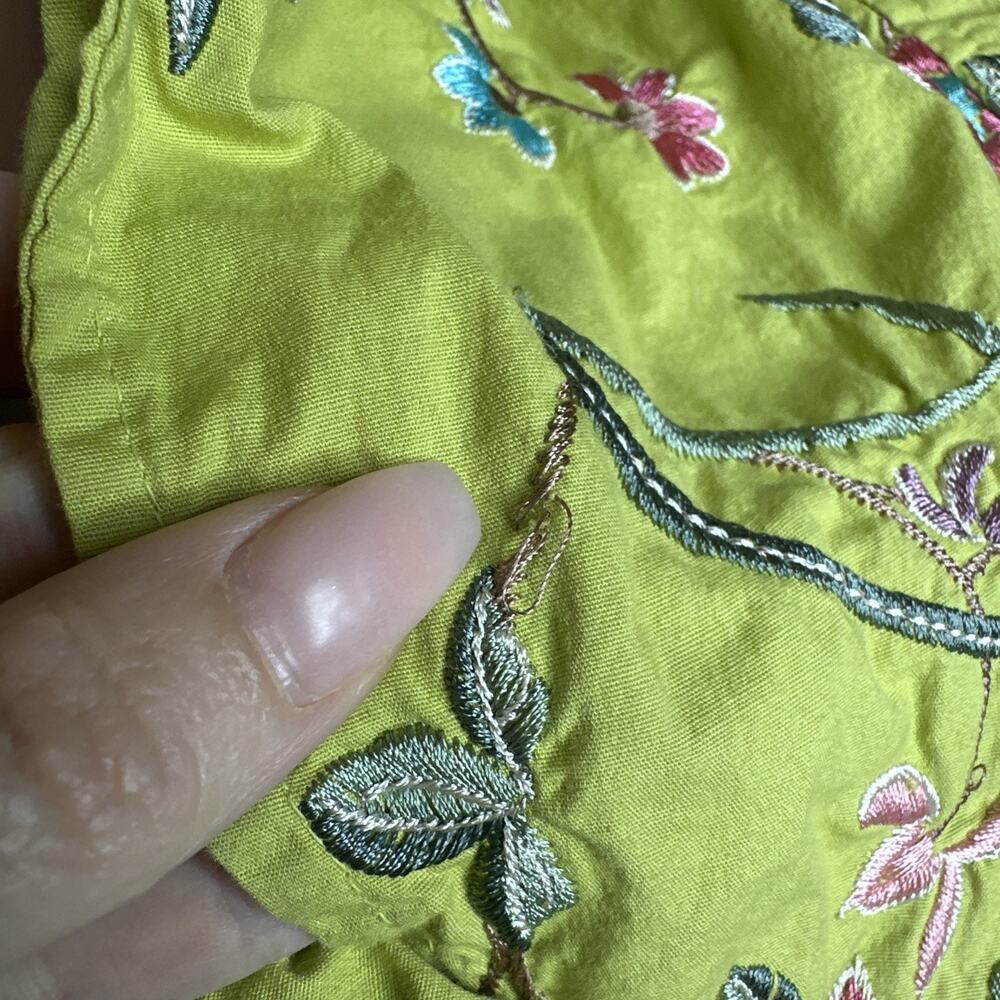 Johnny Was Green Floral Embroidered Button Up Jacket XS Y2K Cottagecore Boho - Picture 4 of 16